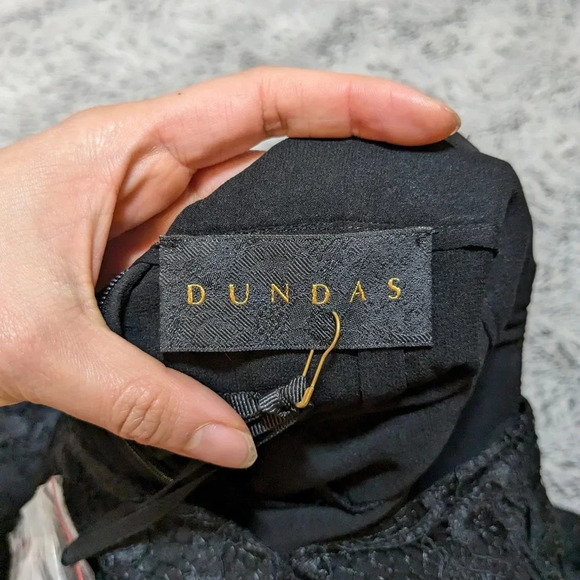 NEW Dundas Jumpsuit Black Halter Cutouts Embellished Open Back Lace Wide Pants - Picture 8 of 12